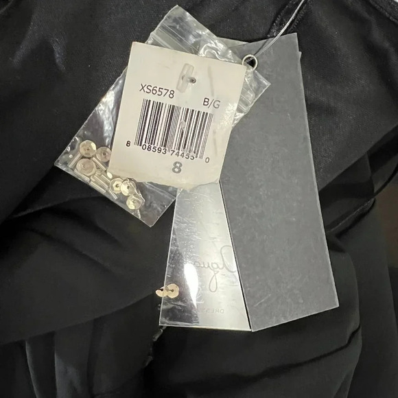 Aqua Strapless Beaded Sequins Dress Size 8 Short Lace Up Backside Black and Gold - Picture 11 of 12